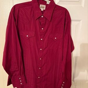 Ely Cattleman Men's Bold Red Button Down Shirt